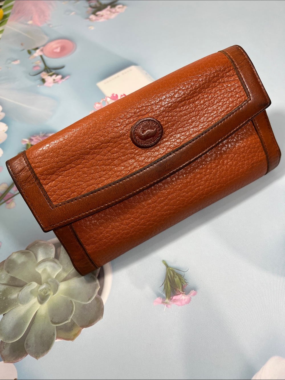 🦆 DOONEY & BOURKE AWL PEBBLE BRITISH TAN CLASSIC CHECK BOOK LONG WALLET